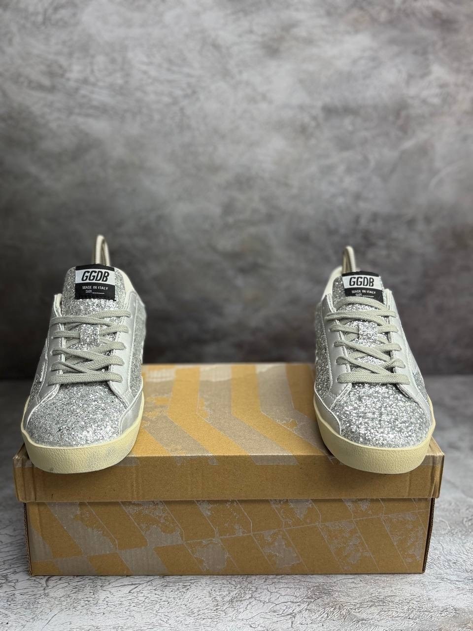 низкие кеды ball-star glitter golden goose,,кроссовки golden goose,star ggdb кеды серебро,golden goose