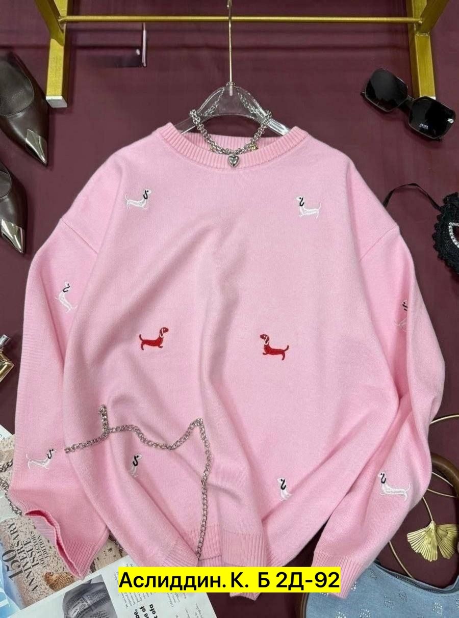 нежный свитер с собачками beststyle 540151261,свитер женский розовый,женская кофта,свитера женские,свитер женский кофта