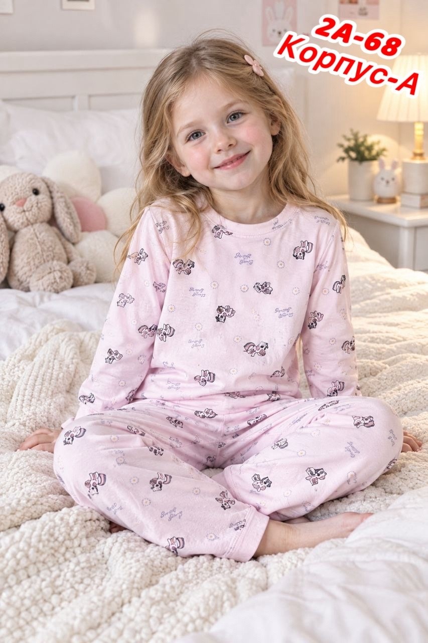 пижама для девочки со штанами с принтом единорога babycollection,пижамы девочки,пижамы для малышей,пижамы детские,пижамы для детей