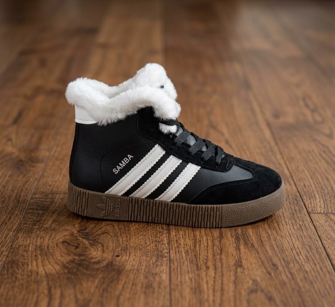 кроссовки высокие adidas samba зимние с мехом,, женская,кроссовки женскиe,кроссовки зимние женские