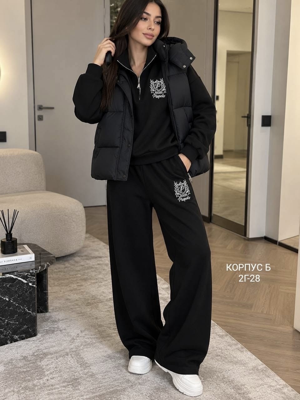 женский чёрный костюм тройка miu miu,женский костюм тройка,костюм тройка с курткой black&brand,женский теплый костюм тройка miu miu,костюм тройка moncler на флисе женский