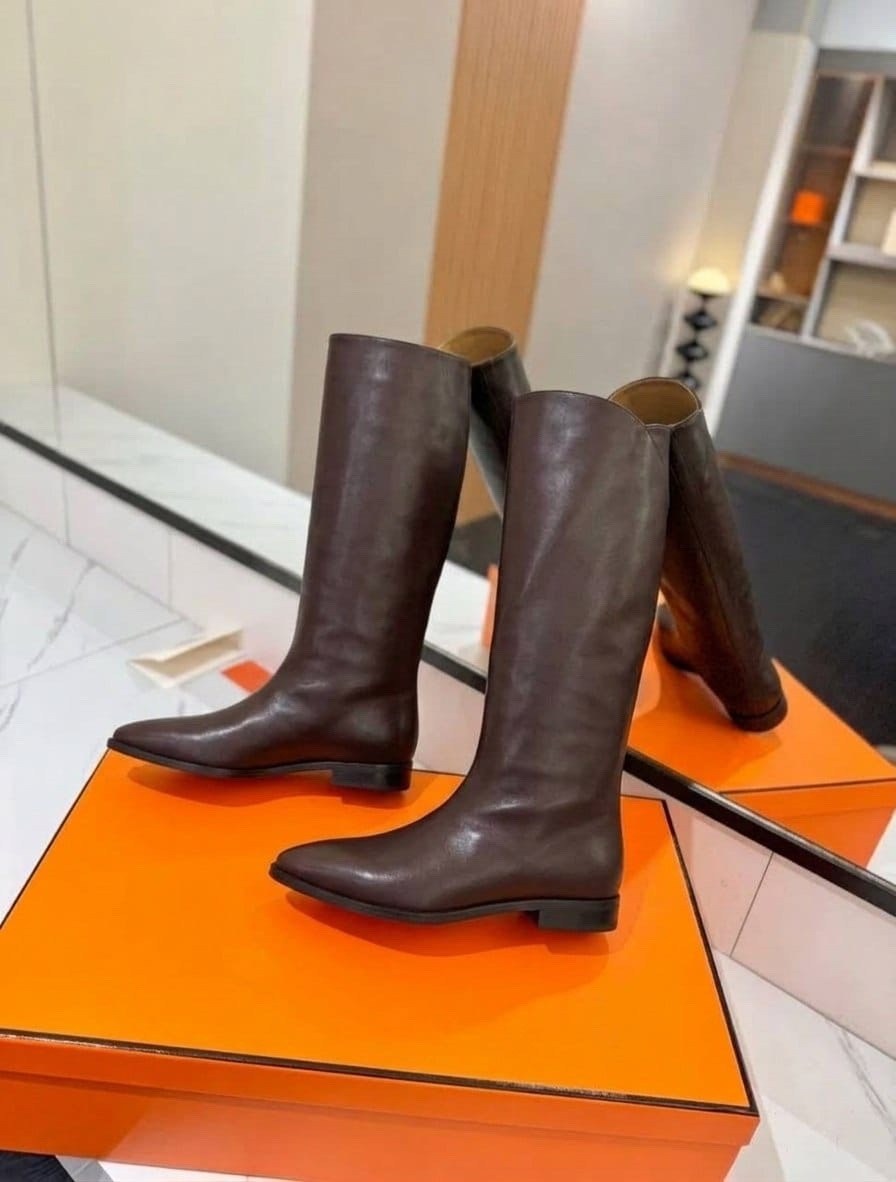 сапоги hermes,женские сапоги,кожаные сапоги,коричневые сапоги,женские кожаные сапоги