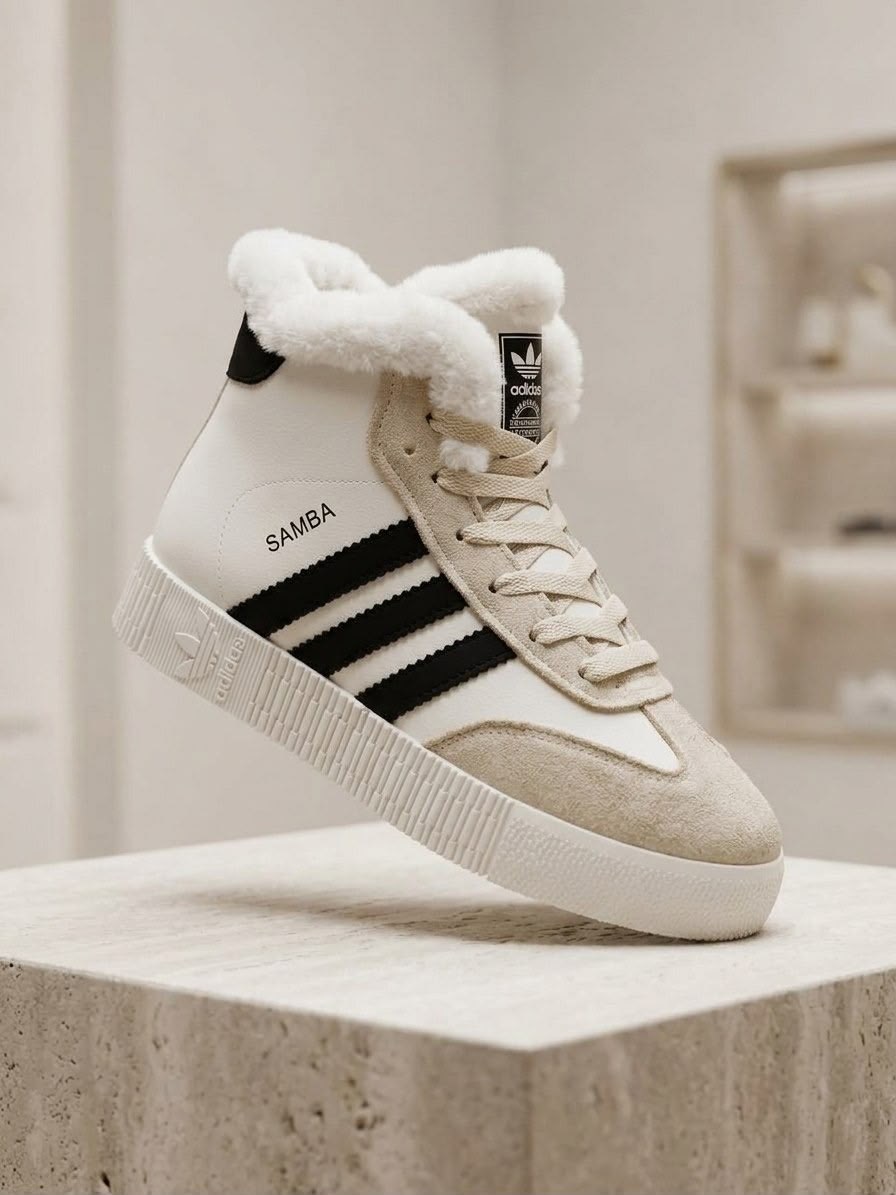 кроссовки высокие adidas samba зимние с мехом,, женская,кроссовки женскиe,кроссовки зимние женские
