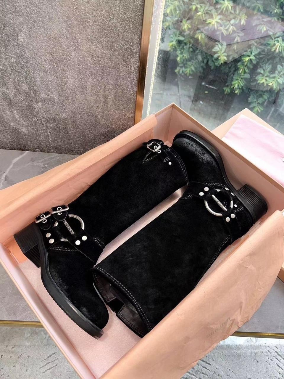 кожаные сапоги miu miu,,сапоги женские коричневые,сапоги женские натуральная замша,miu miu сапоги