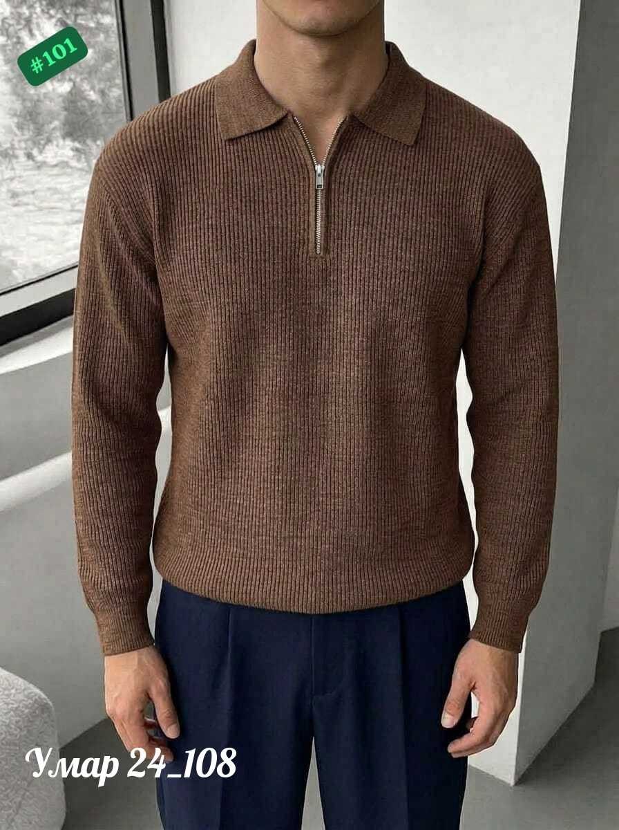 свитер теплый вязаный на молнии с воротником tryon,свитер мужской,свитер с воротником,свитер джемпер,свитер для мужчин