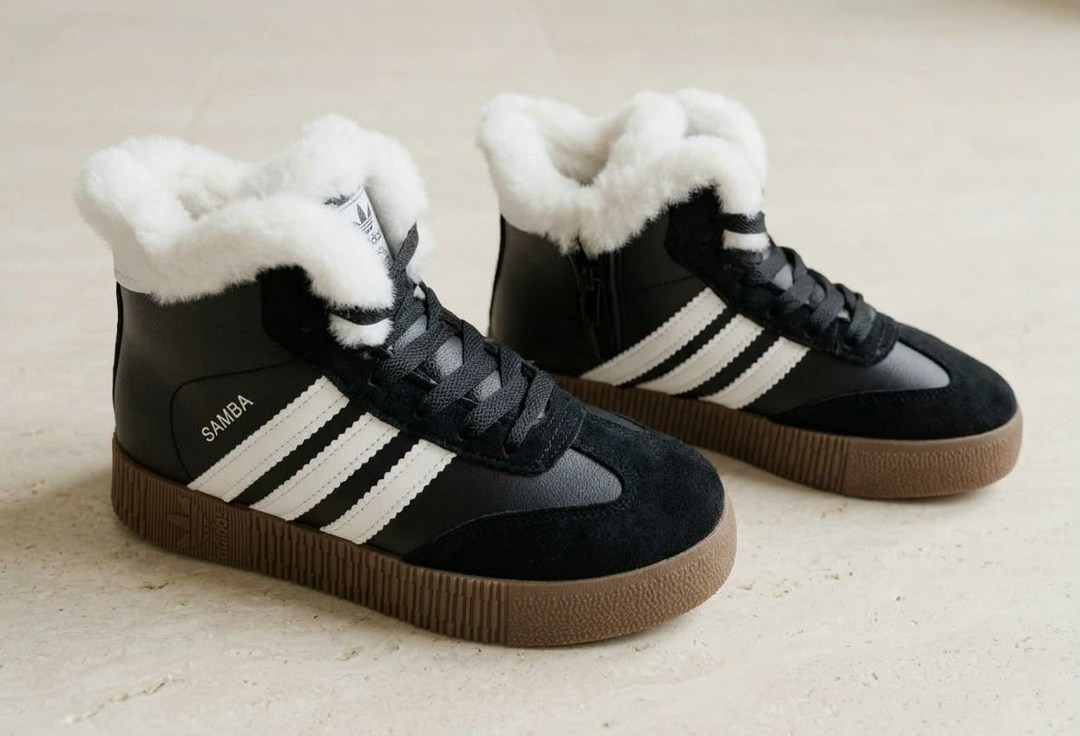 кроссовки высокие adidas samba зимние с мехом,, женская,кроссовки женскиe,кроссовки зимние женские