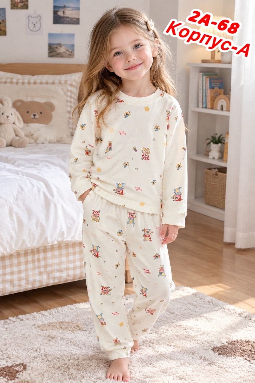 пижама для девочки со штанами с принтом единорога babycollection,пижамы девочки,пижамы для малышей,пижамы детские,пижамы для детей