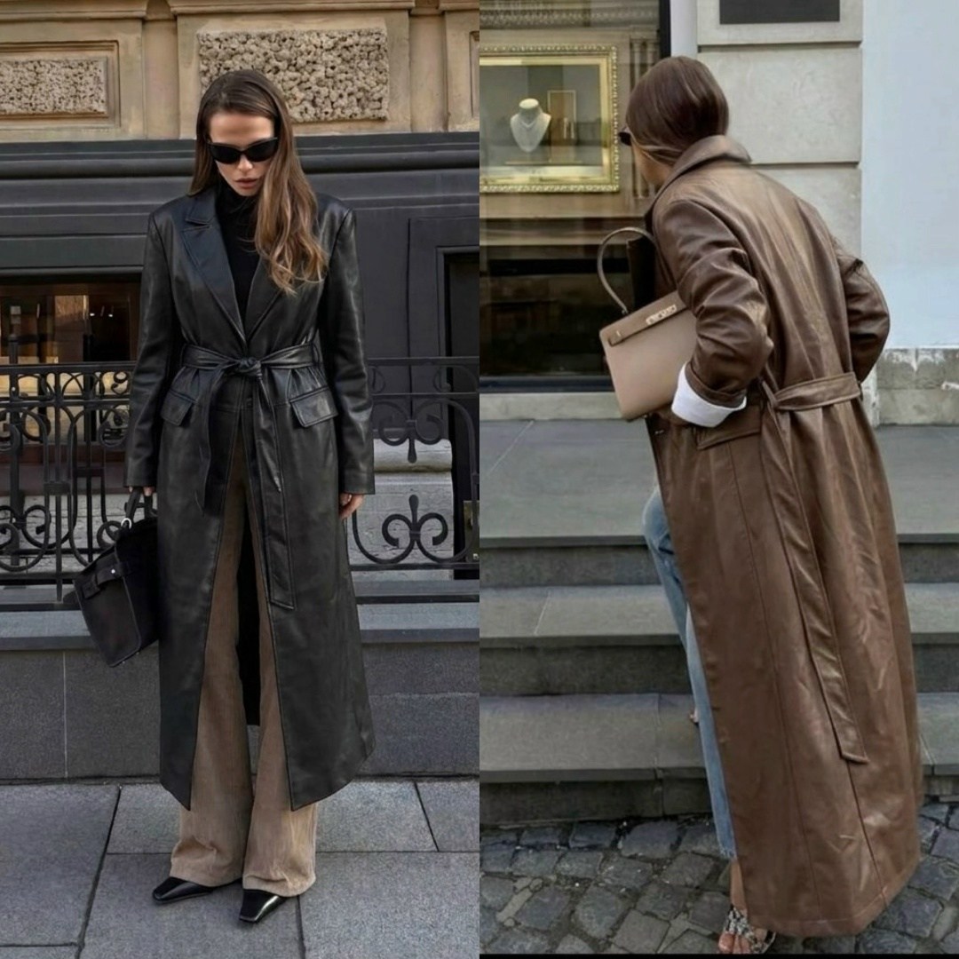 тренч плащ кожаный длинный simile instyle,кожаный тренч,кожаные пальто,кожаный плащ,плащ тренч длинный кожаный