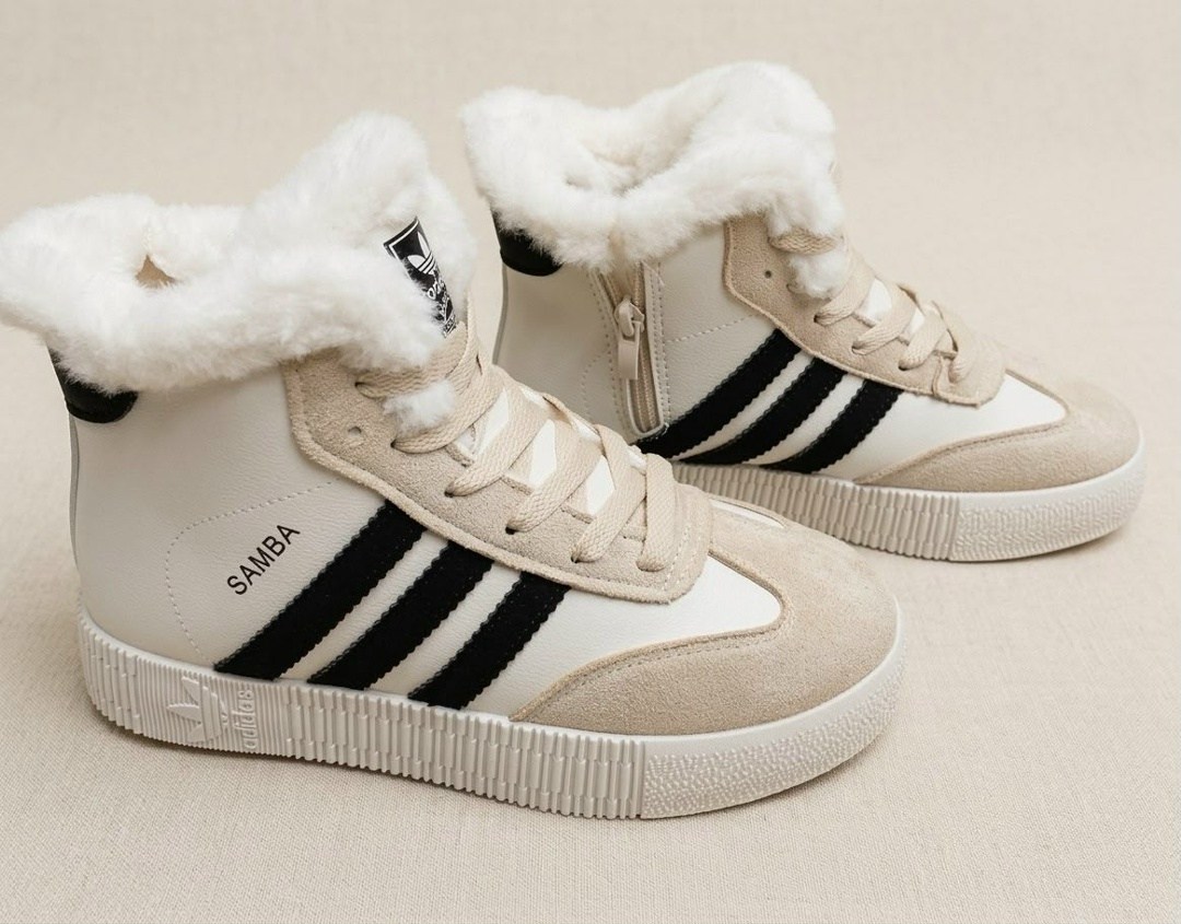 кроссовки высокие adidas samba зимние с мехом,, женская,кроссовки женскиe,кроссовки зимние женские