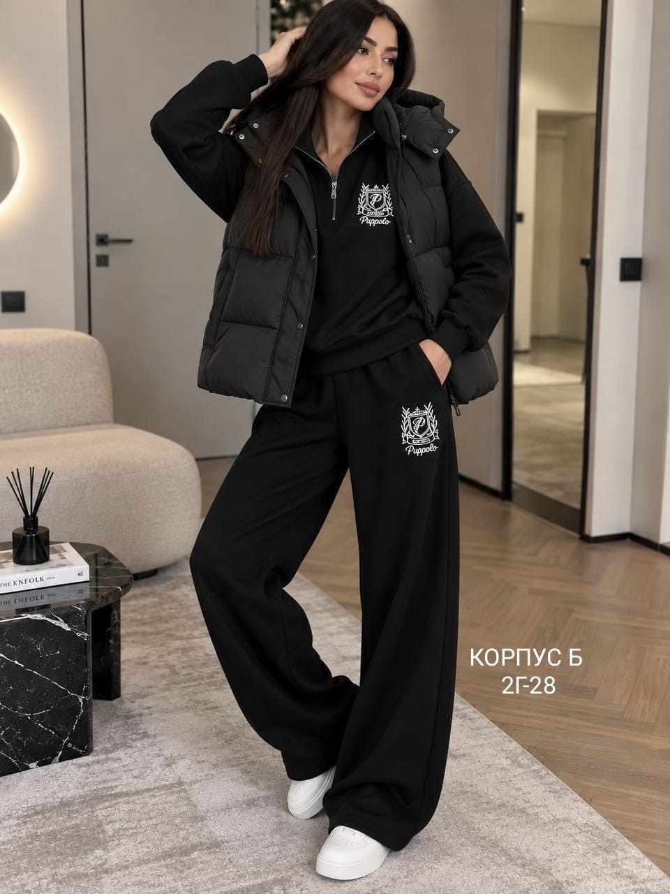 женский чёрный костюм тройка miu miu,женский костюм тройка,костюм тройка с курткой black&brand,женский теплый костюм тройка miu miu,костюм тройка moncler на флисе женский