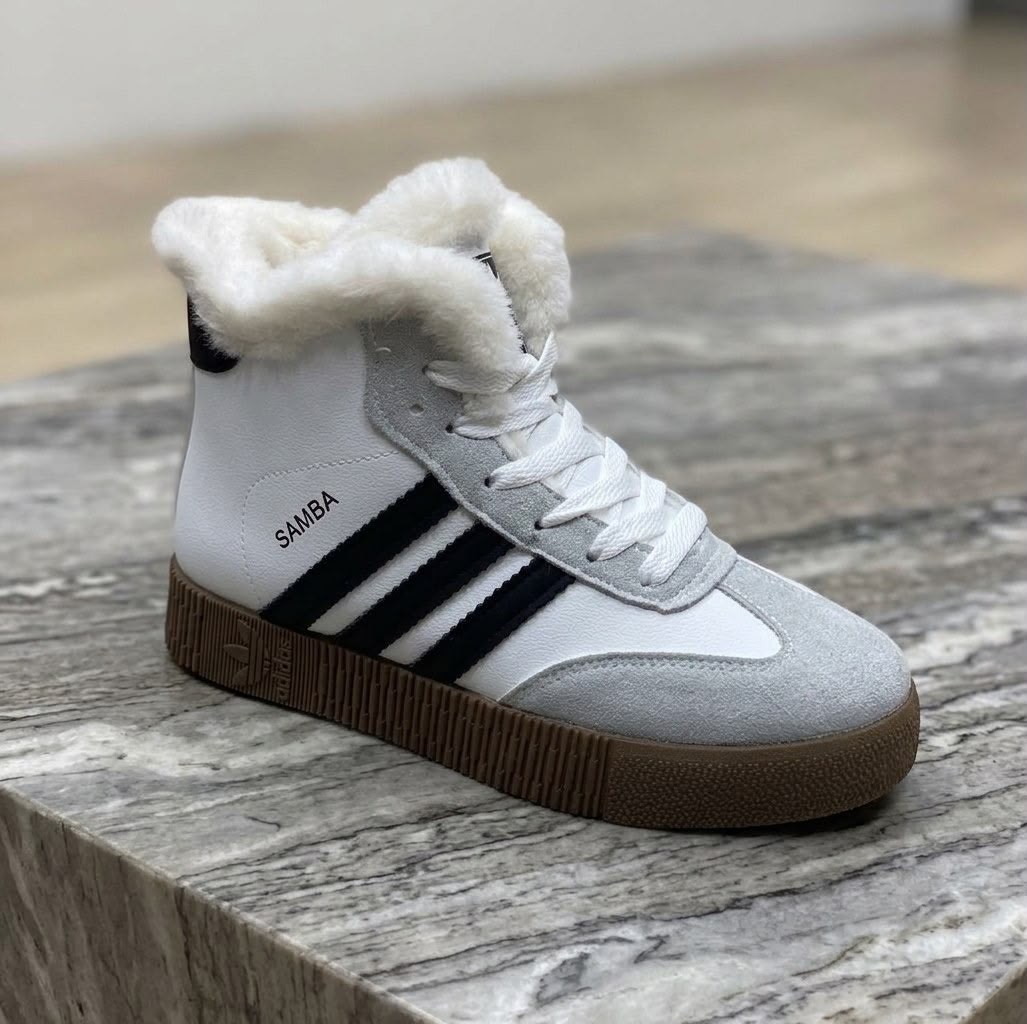 кроссовки высокие adidas samba зимние с мехом,, женская,кроссовки женскиe,кроссовки зимние женские
