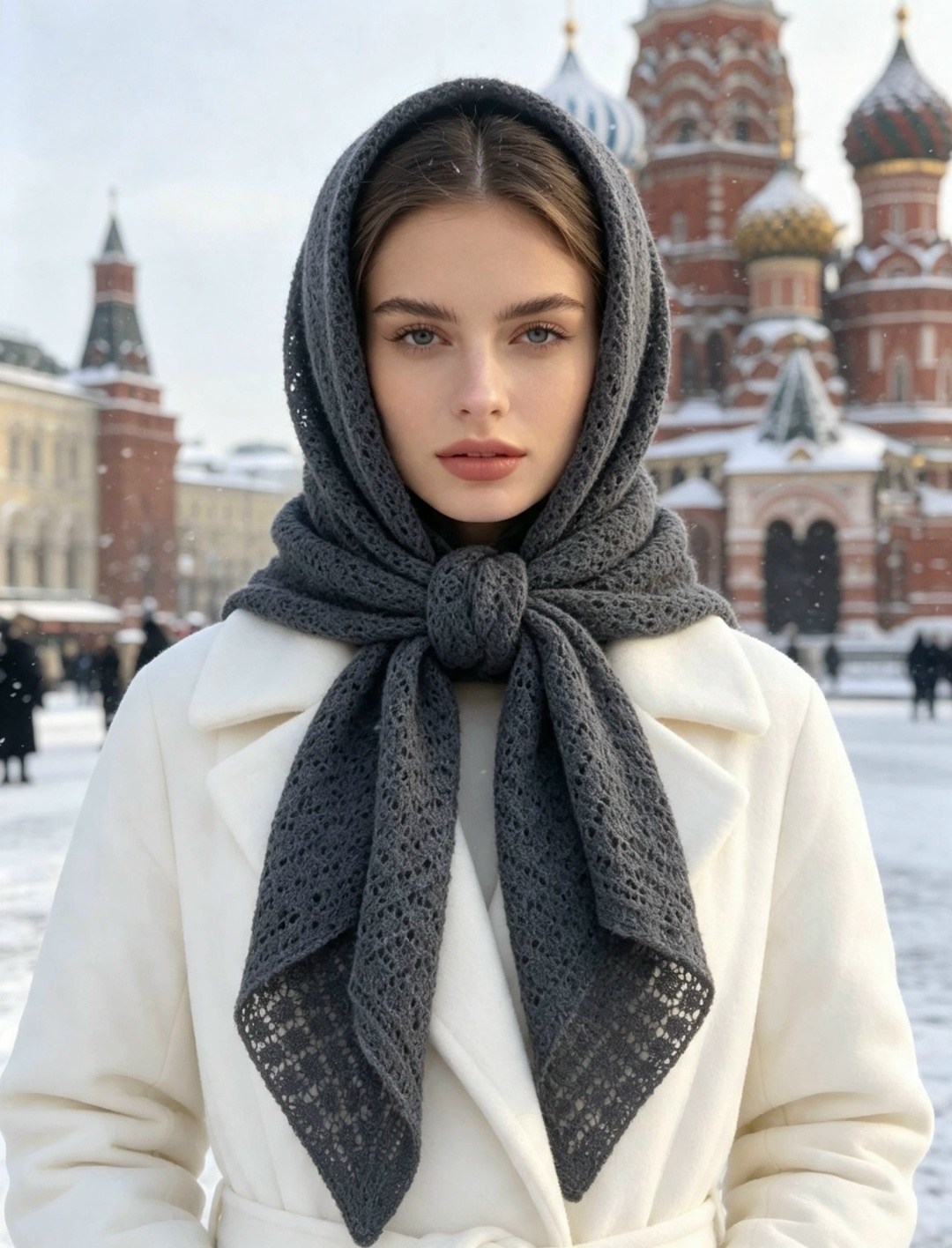 платок женский зимний косынка надо цвет серый,платок женский зимний косынка,платок на голову косынка зимняя вязаная evmi,платок на голову косынка зимняя вязаная evmi_store цвет серый,платок вязаный
