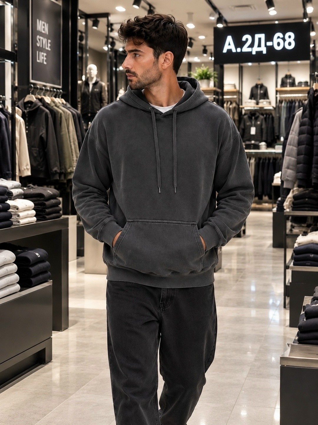 худи флисовая с капюшоном добрыня textil цвет темно-серый графит,мужская толстовка,худи флисовая с капюшоном добрыня textil,оверсайз толстовка,худи флисовая новогодняя с капюшоном добрыня textil цвет