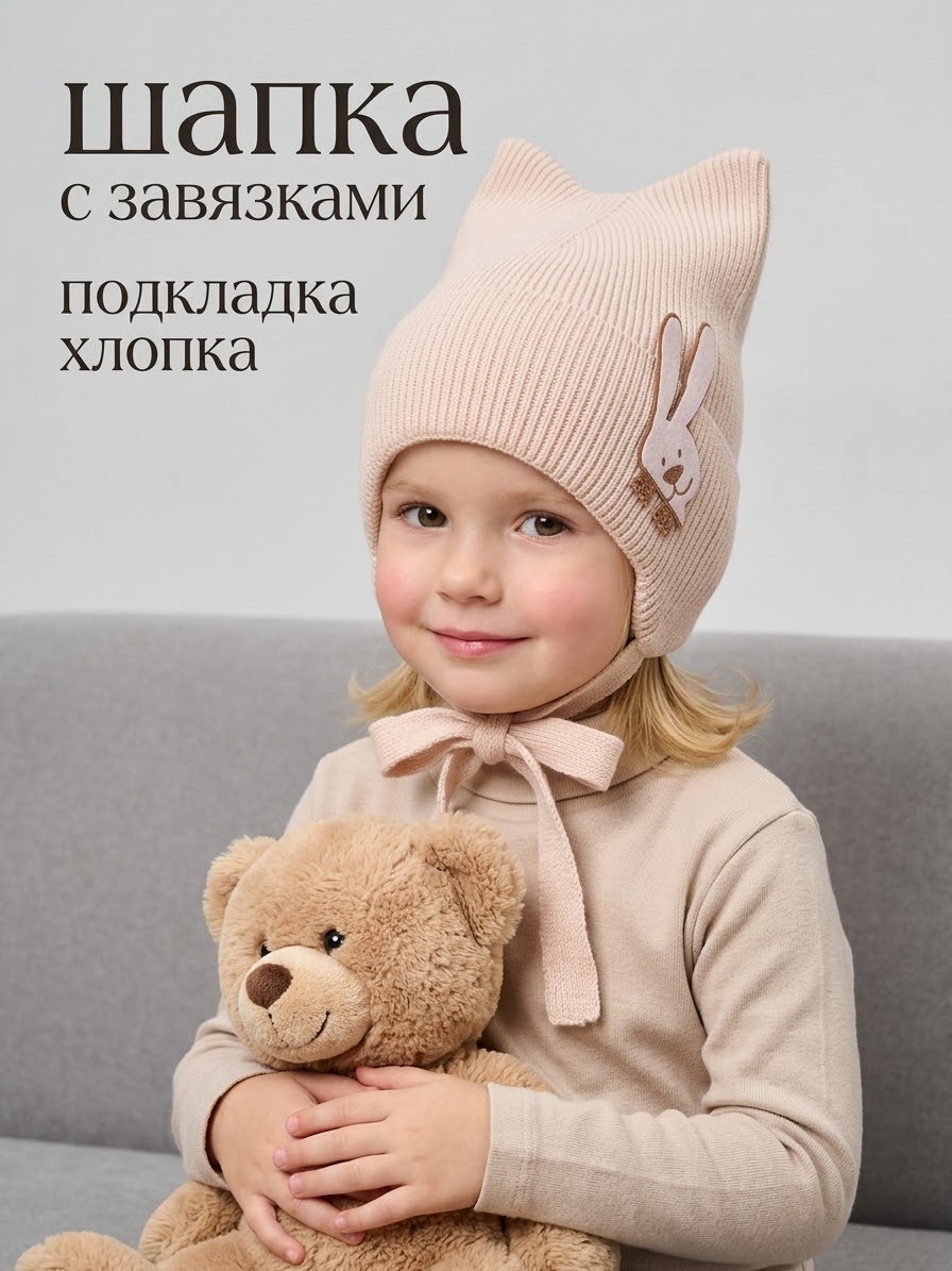 шапка с завязками,шапка для детей,шапка детская,детская шапочка,чепчик с ушками на завязках