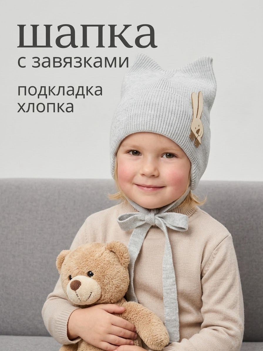 шапка с завязками,шапка для детей,шапка детская,детская шапочка,чепчик с ушками на завязках