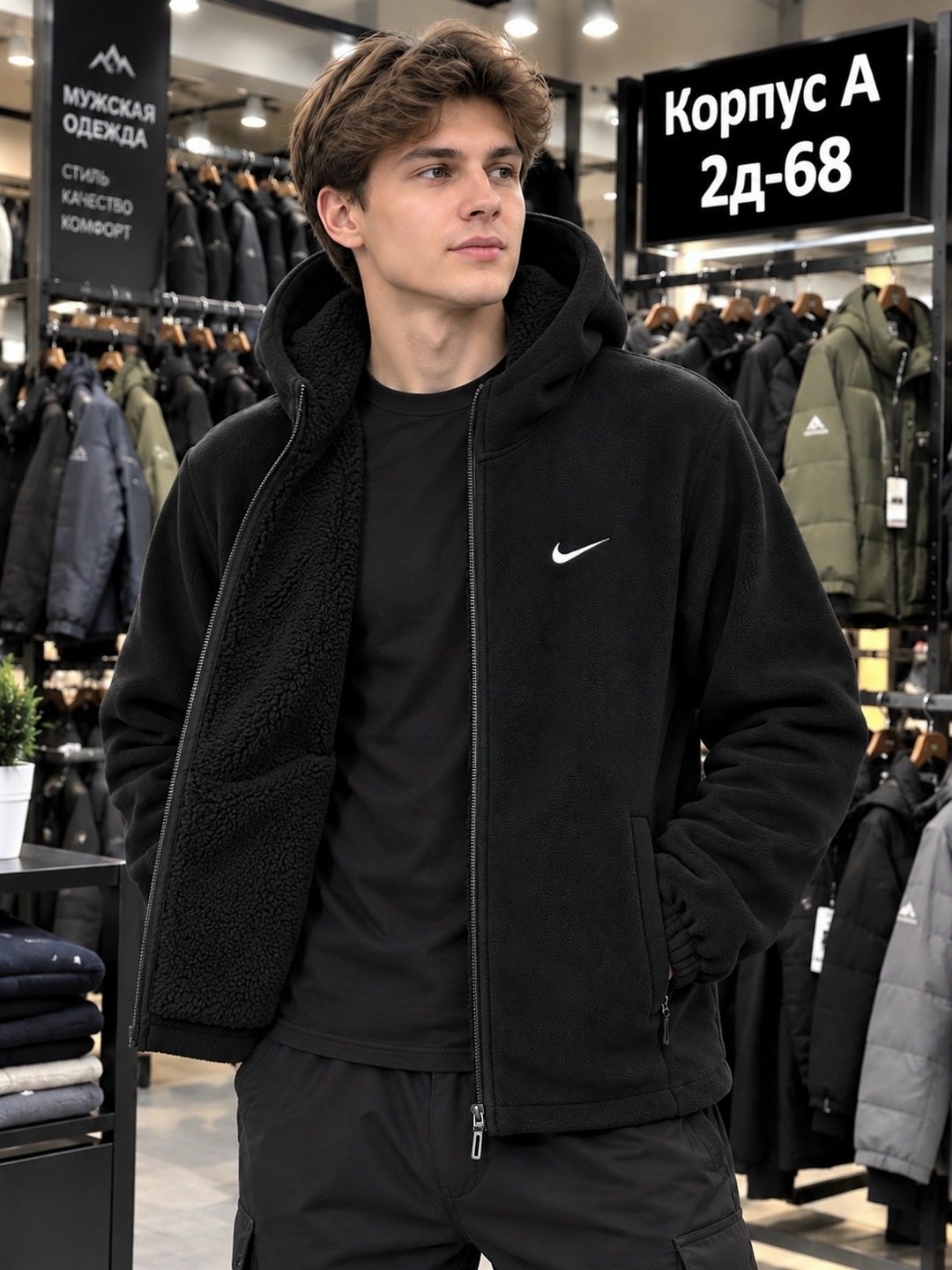 толстовка мужская nike sportswear club fleece черный,мужская кофта,толстовка мужская,толстовка nike,толстовки для мужчин