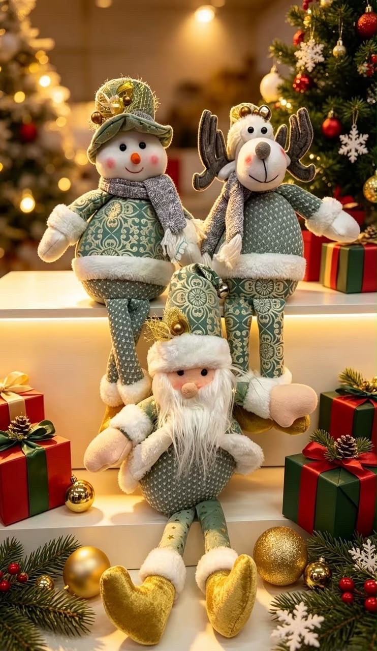 игрушка под елку,новогодние игрушки мягкие,новогодняя елка с мягкими игрушками,игрушка снеговик,рождественская игрушка