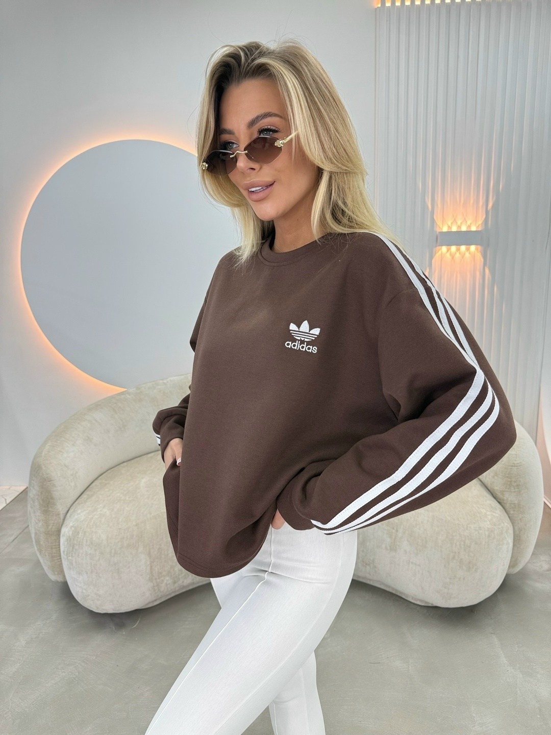свитшот adicolor oversize adidas original,свитшот женский adidas,толстовка женская adidas,свитшот адидас оверсайз,толстовка свободного кроя adidas розовый