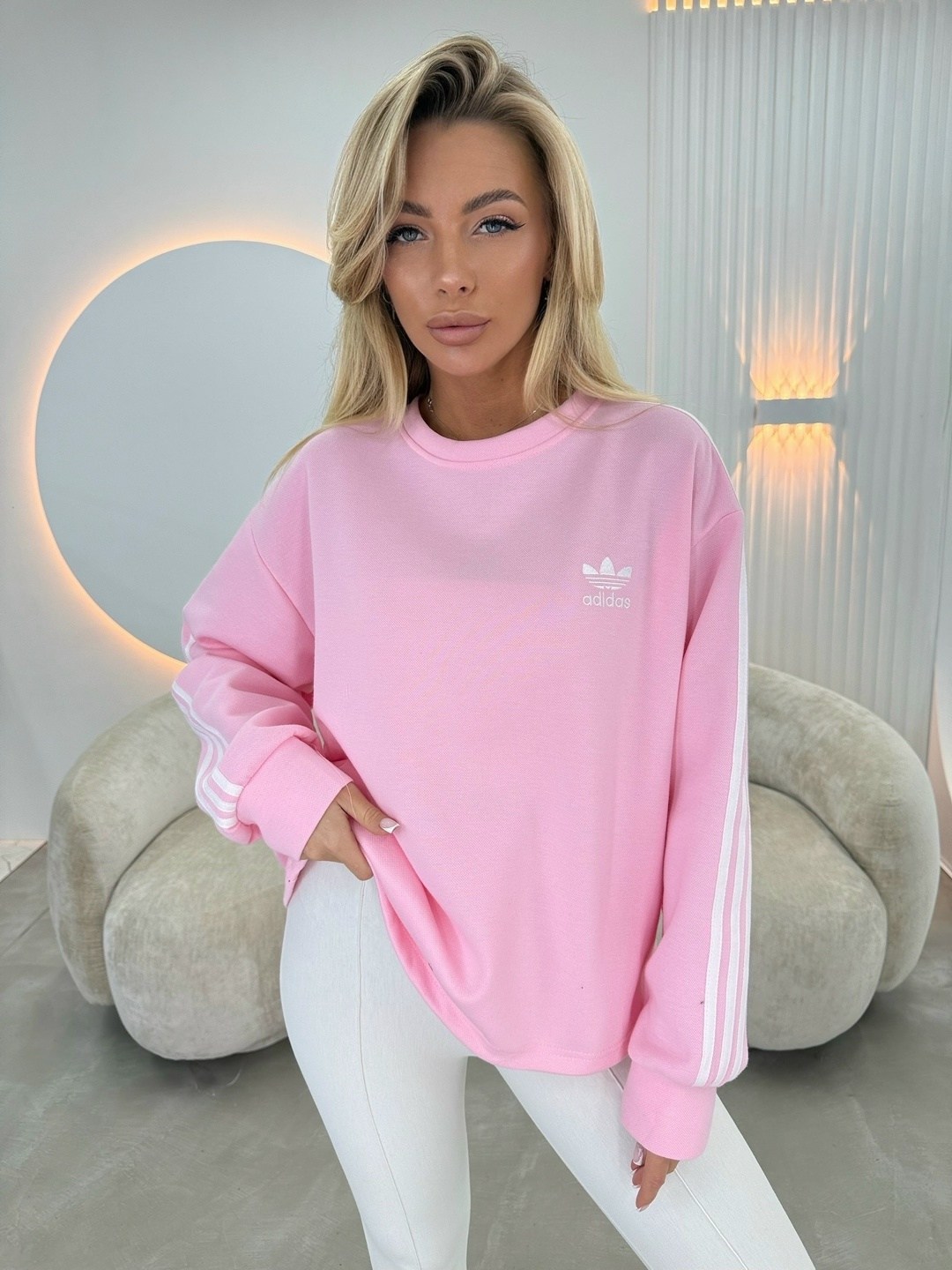 свитшот adicolor oversize adidas original,свитшот женский adidas,толстовка женская adidas,свитшот адидас оверсайз,толстовка свободного кроя adidas розовый