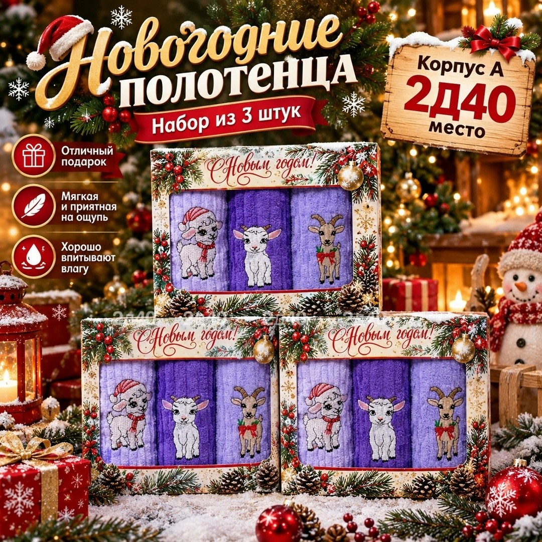 новогодний подарочный набор полотенец для кухни из двух штук 52*28,полотенца кухонные подарочный набор полотенец,подарочный набор полотенец на новый год,полотенца кухонные набор новогодние с символом,