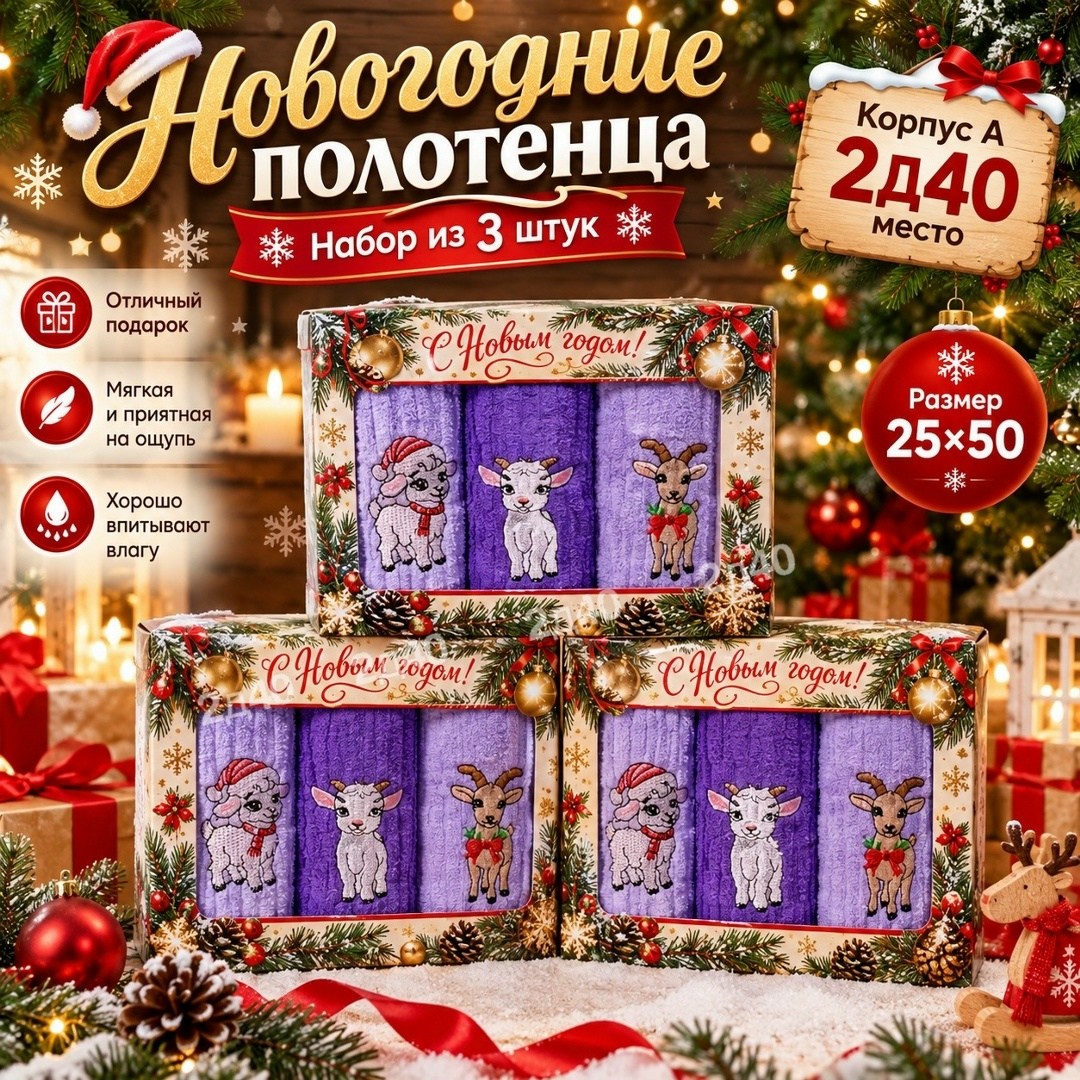 новогодний подарочный набор полотенец для кухни из двух штук 52*28,полотенца кухонные подарочный набор полотенец,подарочный набор полотенец на новый год,полотенца кухонные набор новогодние с символом,