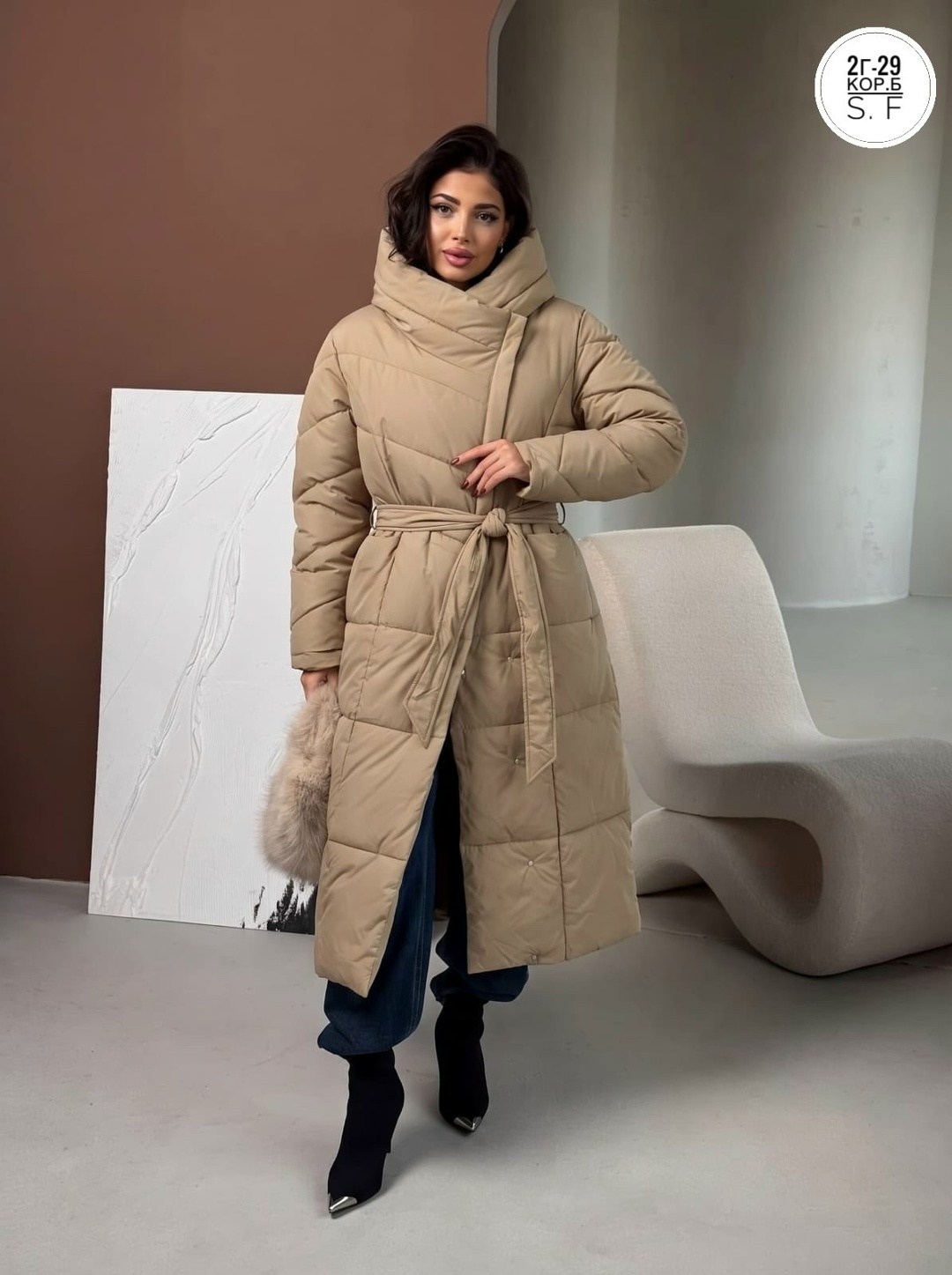 длинное пальто на синтепоне женское,пальто на синтепоне,пальто утепленное genevieve,пуховик пальто,пуховик двухсторонний женский