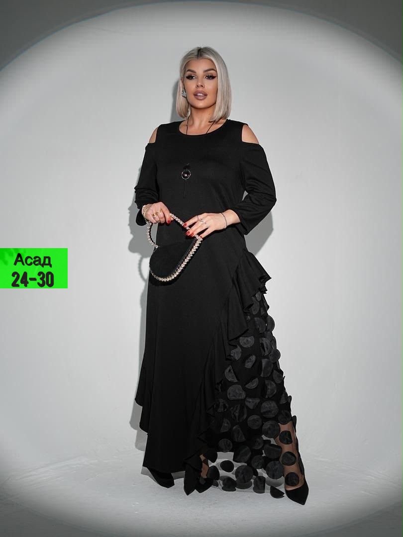 женская платье,элегантное женское платье,платье вечернее трикотаж ka fashion 280330032,платье черное,платье вечернее