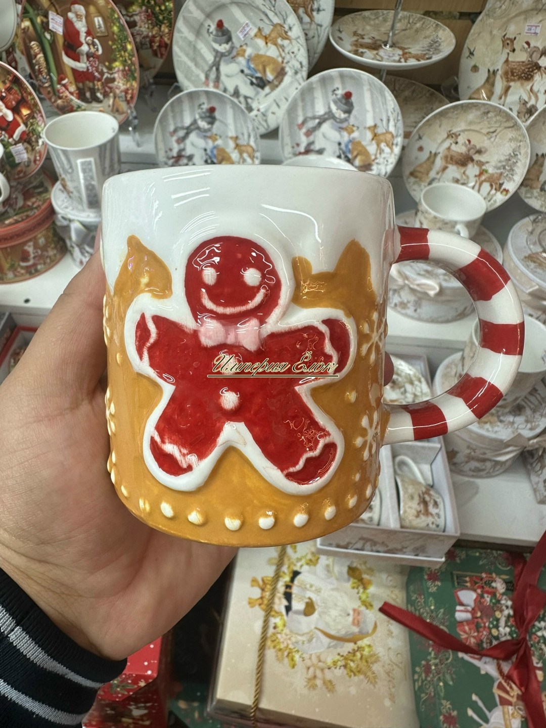christmas gingerbread men,новогодняя посуда,кружка новогодняя пряничный человечек 470 мл ваниль,кружка,кружка новогодняя пряничный человечек 470 мл