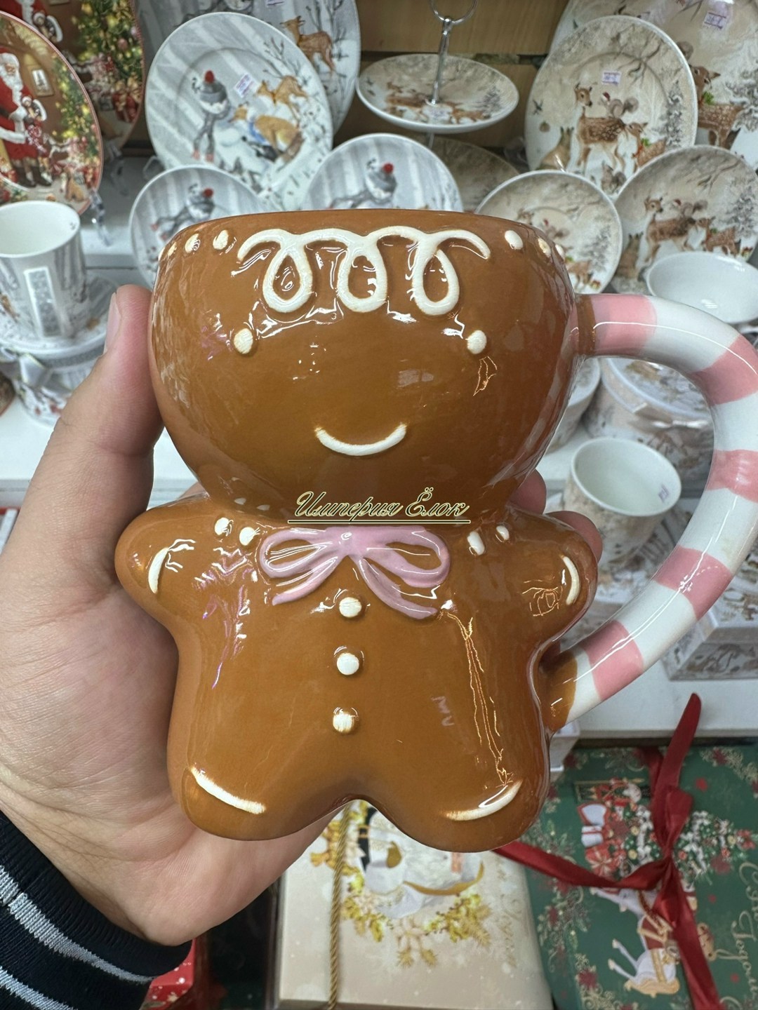 christmas gingerbread men,новогодняя посуда,кружка новогодняя пряничный человечек 470 мл ваниль,кружка,кружка новогодняя пряничный человечек 470 мл