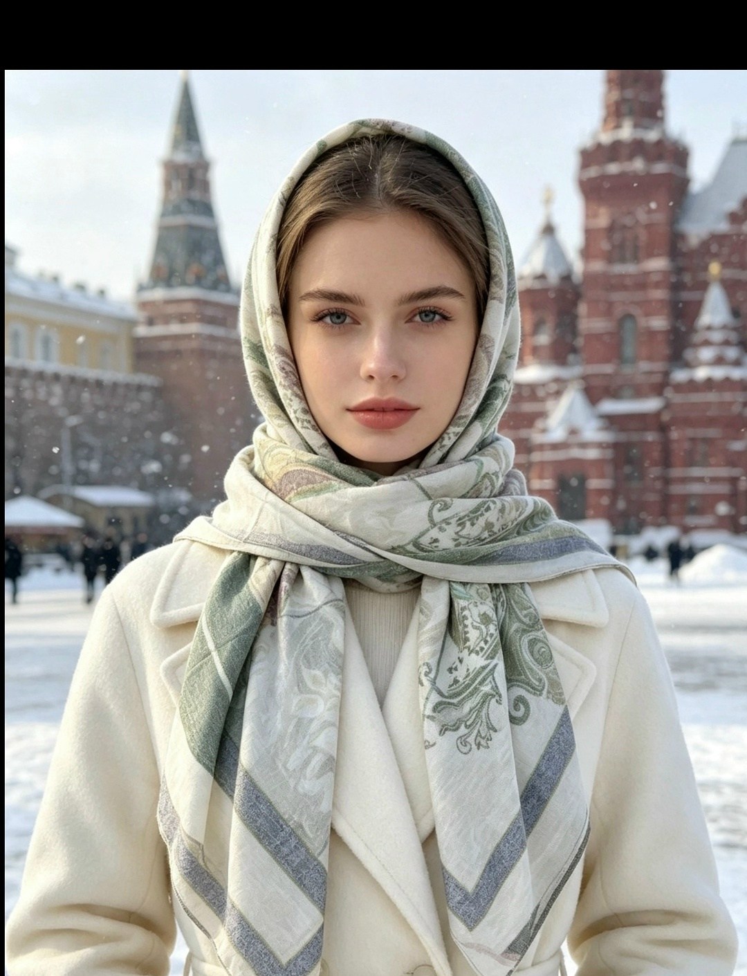 девушка,платок теплый,шелковые платки,платки женские,платок белый