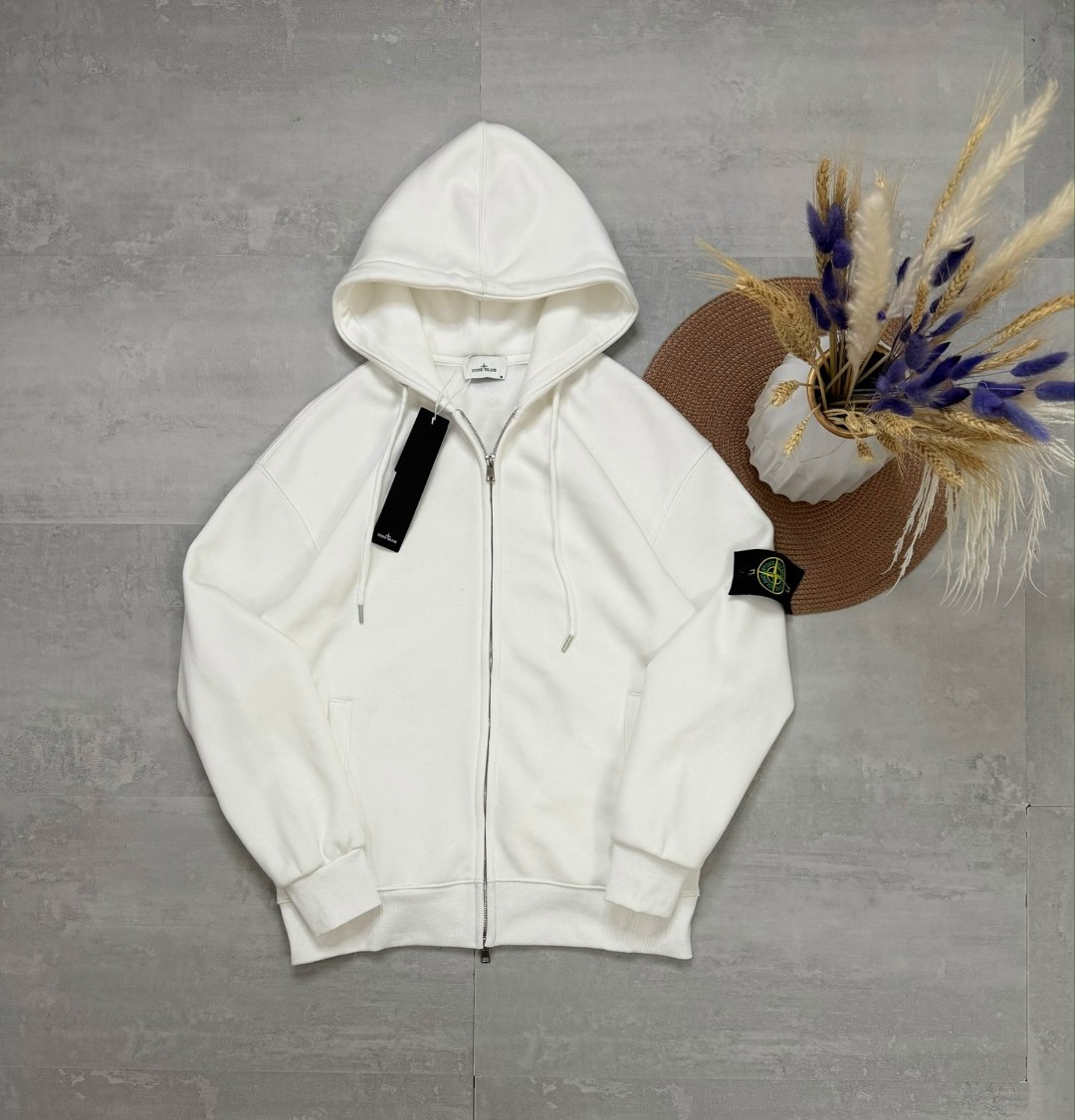 зип худи stone island,белая зип худи stone island,кофта стон айленд,худи stone island,мужские толстовки stone island