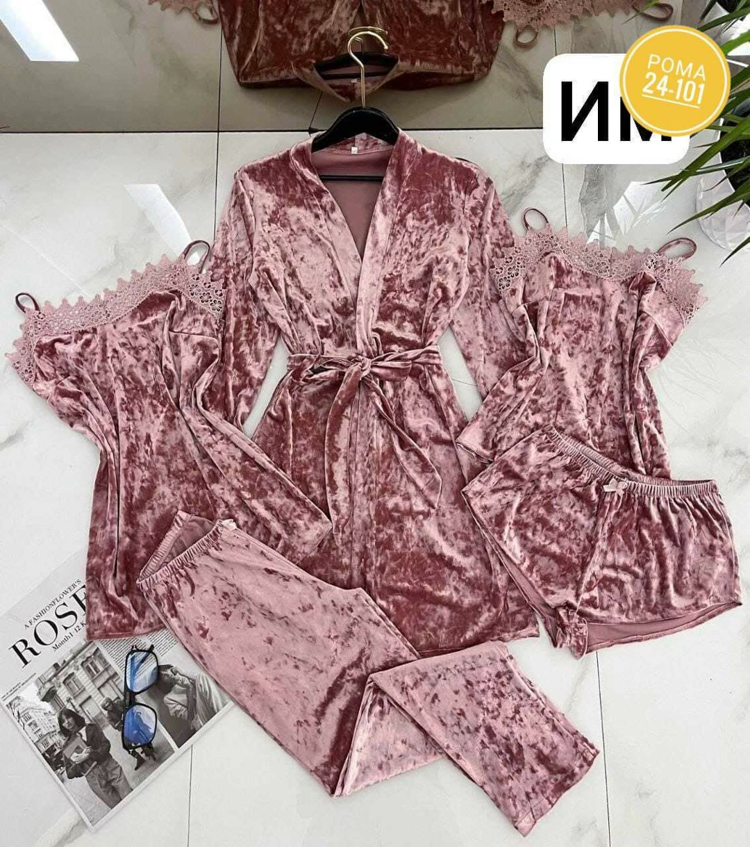 пижама комплект 5 в 1,домашний велюровый комплект,пижама велюр,пижама и халат из велюра,велюровый комплект