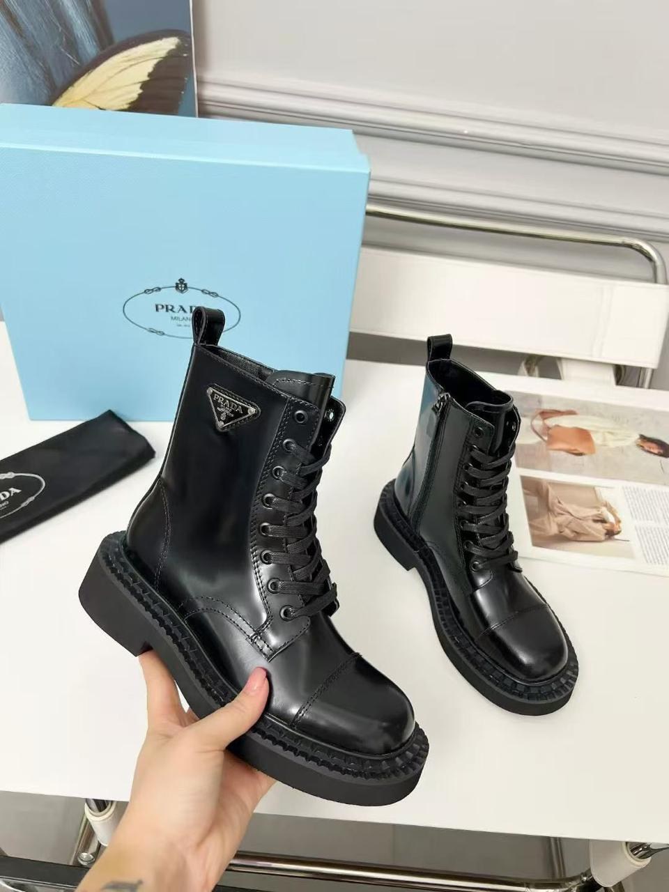кожаные ботинки prada,ботинки прада,женские кожаные ботинки,ботинки prada,ботинки женские