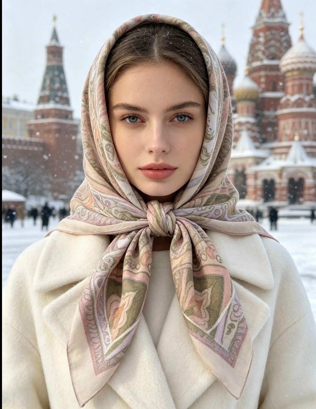 девушка,платок теплый,шелковые платки,платки женские,платок белый