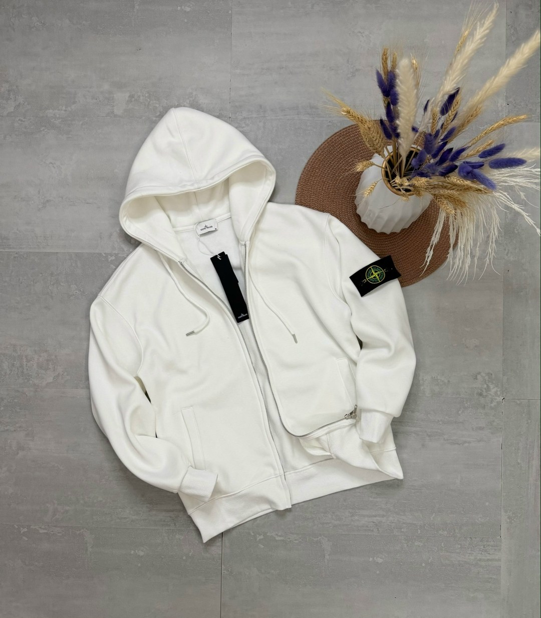 зип худи stone island,белая зип худи stone island,кофта стон айленд,худи stone island,мужские толстовки stone island