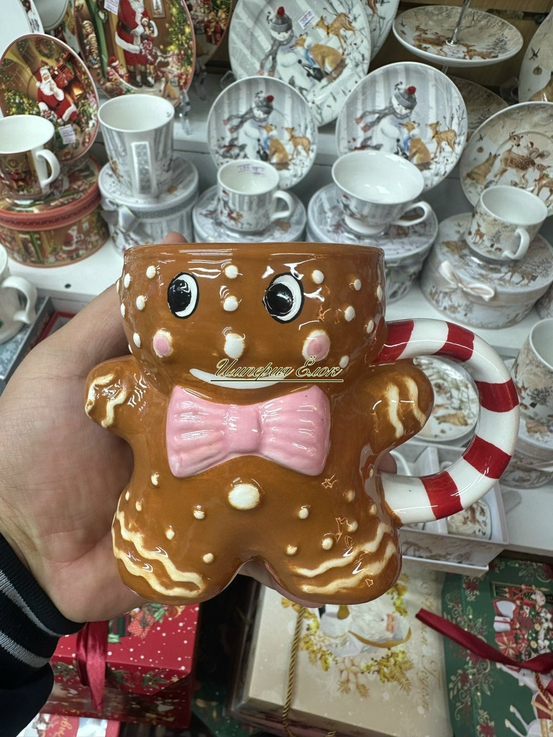 christmas gingerbread men,новогодняя посуда,кружка новогодняя пряничный человечек 470 мл ваниль,кружка,кружка новогодняя пряничный человечек 470 мл