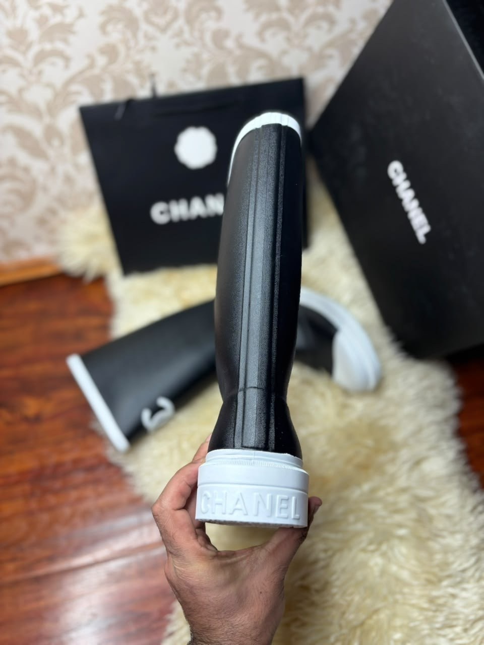резиновые сапоги chanel,сапоги chanel,резиновые сапоги шанель,сапоги резиновые,сапоги шанель