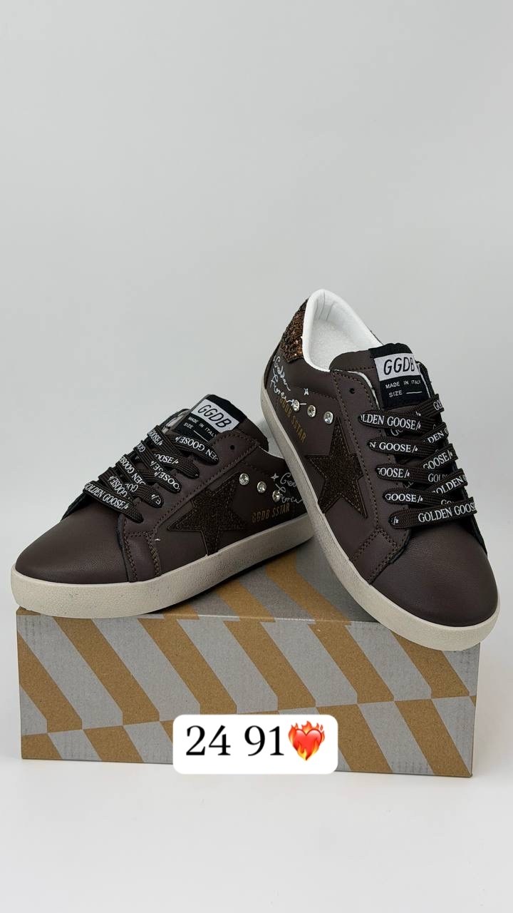 кеды golden goose,кеды golden goose женские,golden goose кроссовки super-star коричневый,кожаные низкие кеды с блестками superstar golden goose,