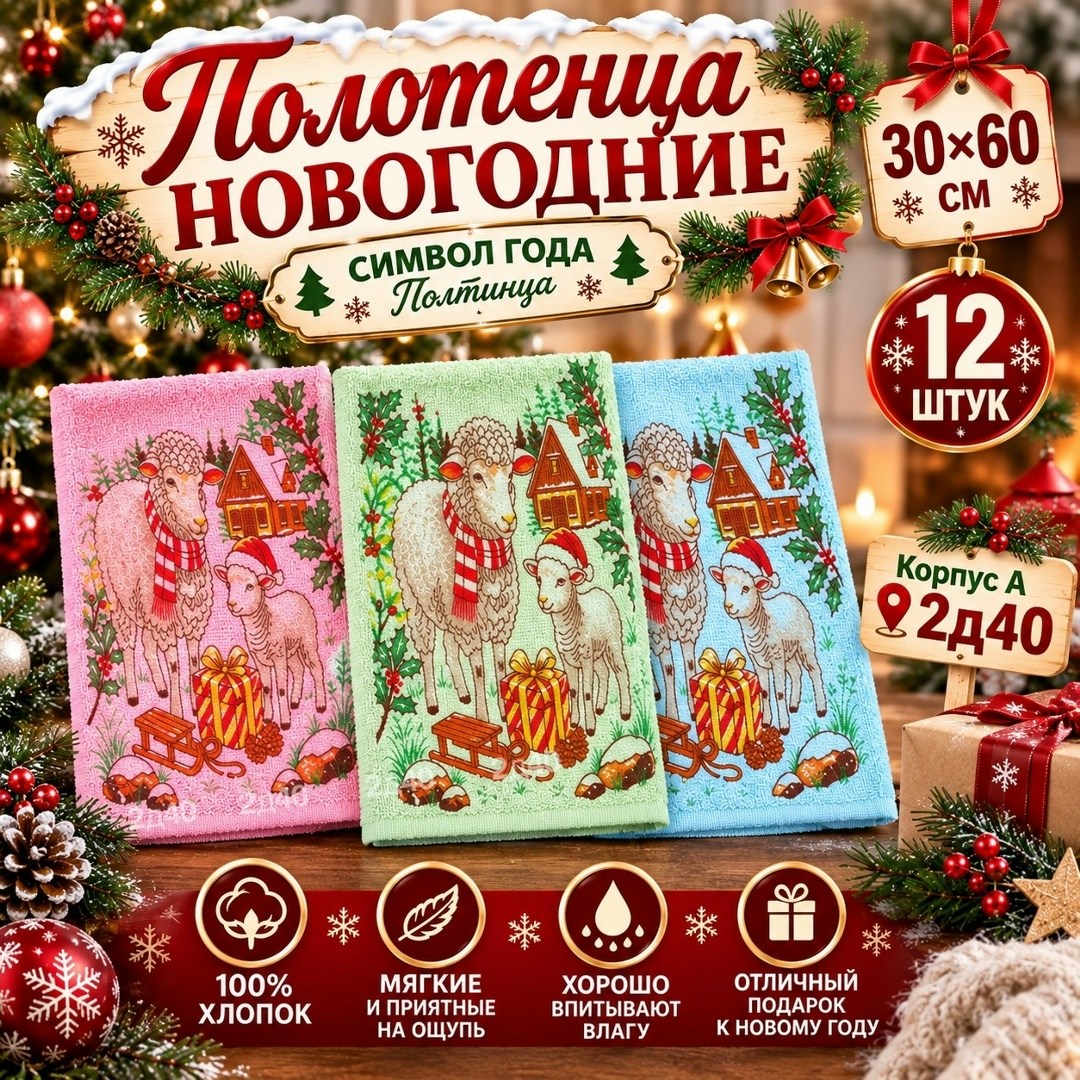 набор новогодних кухонных полотенец доляна "новогоднее настроение" 35x60 см,набор новогодних кухонных полотенец доляна "с новым годом" 35x60 см-4 штуки,набор кухонных полотенец новогодние,набор нового