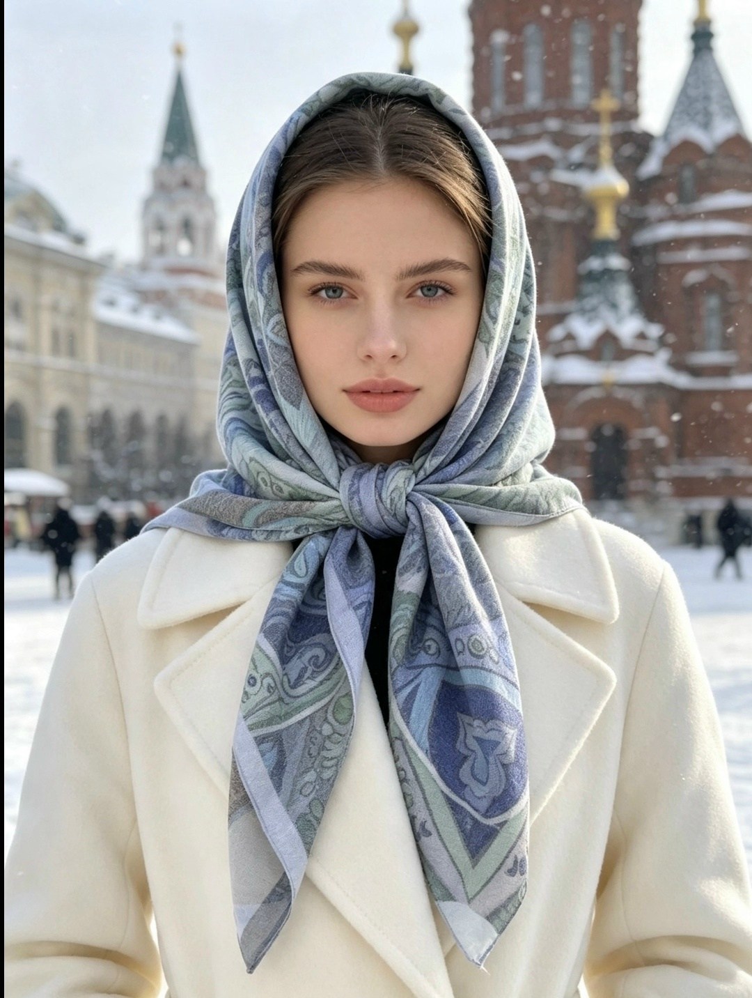 девушка,платок теплый,шелковые платки,платки женские,платок белый