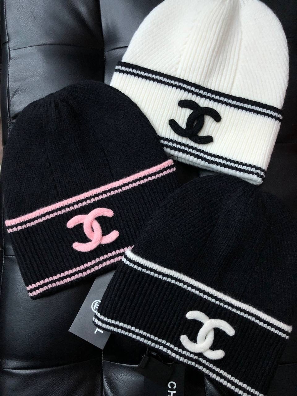шапка chanel,шапка шанель,вязаная шапка chanel,шапка chanel 60105-luxe,шапка вязаная теплая,черный chanel