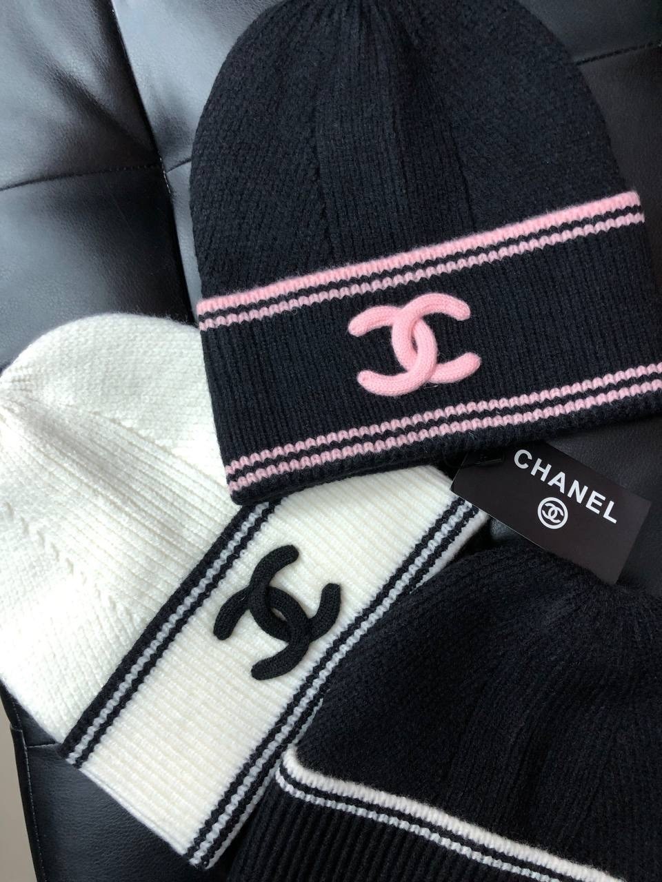шапка chanel,шапка шанель,вязаная шапка chanel,шапка chanel 60105-luxe,шапка вязаная теплая,черный chanel