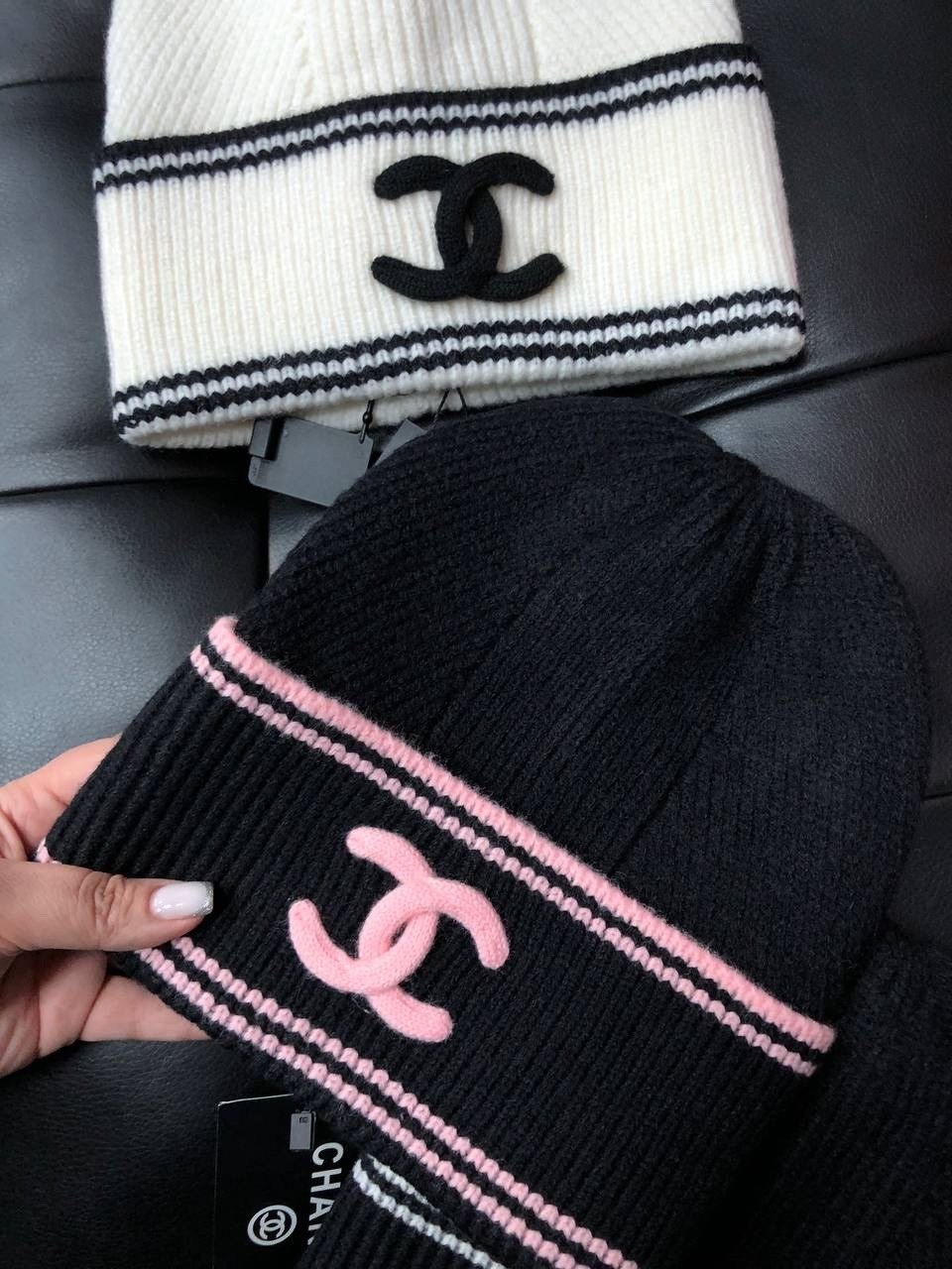 шапка chanel,шапка шанель,вязаная шапка chanel,шапка chanel 60105-luxe,шапка вязаная теплая,черный chanel