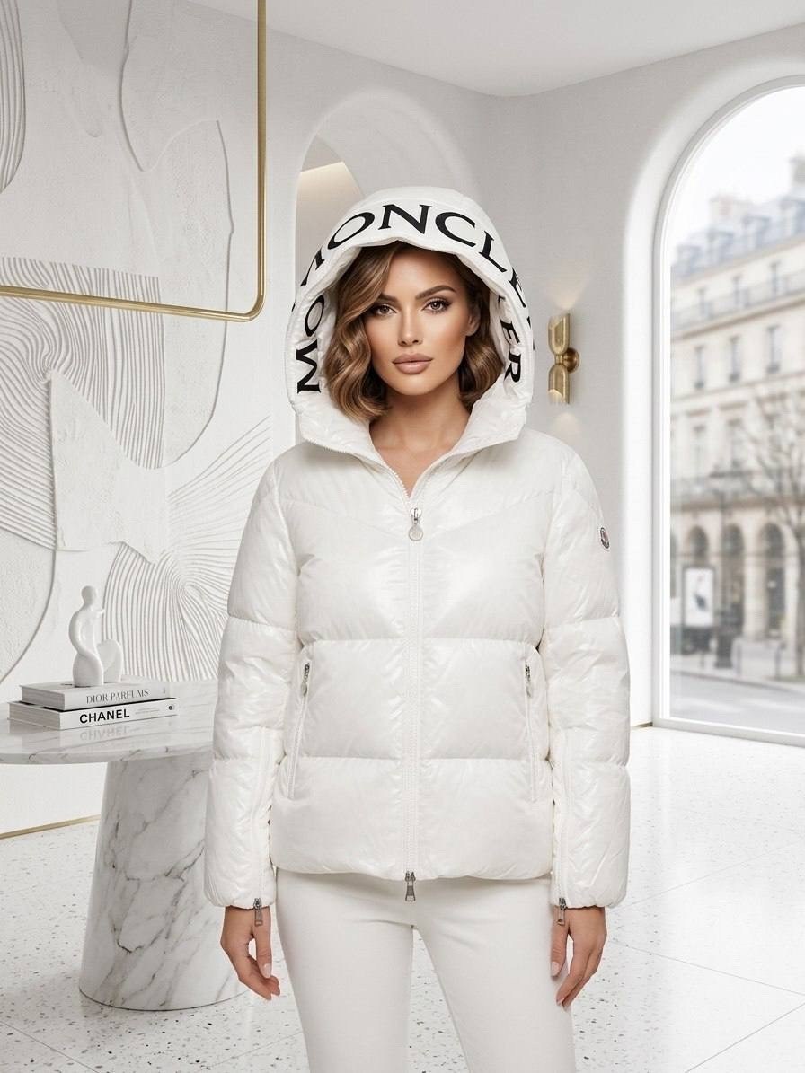 пуховик женский,пуховик moncler,куртка женская в стиле chanel,куртка теплая люкс в стиле chanel,короткий пуховик