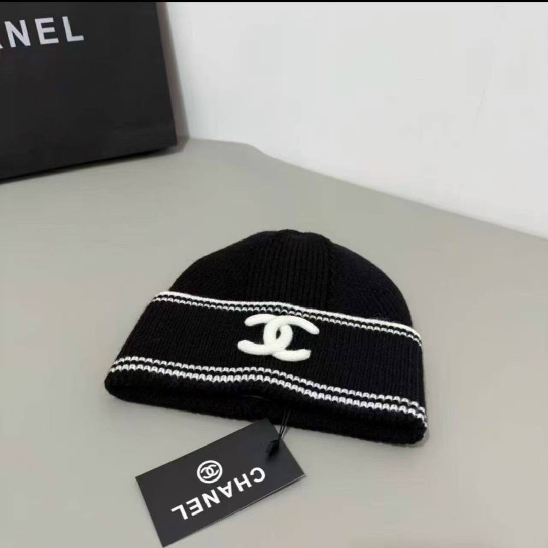 шапка chanel,шапка шанель,вязаная шапка chanel,шапка chanel 60105-luxe,шапка вязаная теплая,черный chanel