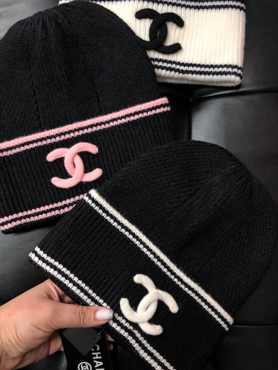 шапка chanel,шапка шанель,вязаная шапка chanel,шапка chanel 60105-luxe,шапка вязаная теплая,черный chanel