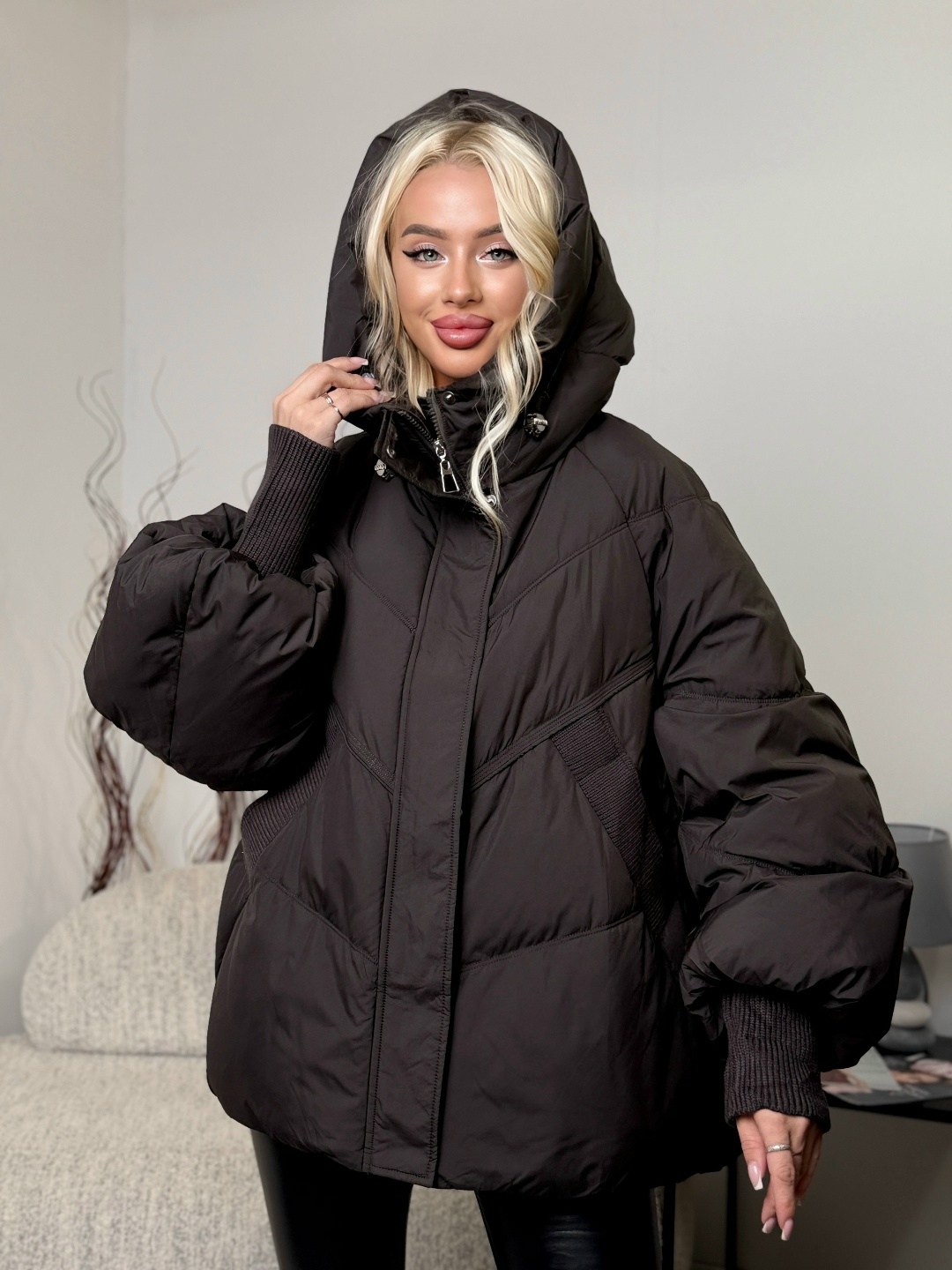 пуховик короткий зимняя куртка оверсайз с капюшоном milania style 262186173,пуховик короткий зимняя куртка оверсайз с капюшоном milania style,пуховик оверсайз зимний короткий черный semela,куртка овер