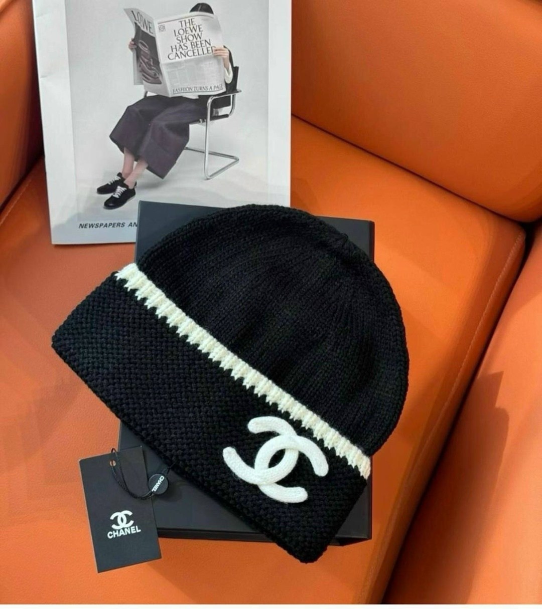 шапка chanel,шапка шанель,вязаная шапка chanel,шапка вязаная теплая,черный chanel,шапка шанель вязаная