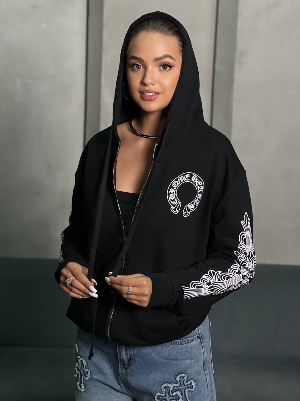 зип худи chrome hearts,chrome hearts hoodie,толстовка с капюшоном,худи chrome hearts,толстовка с капюшоном мужская