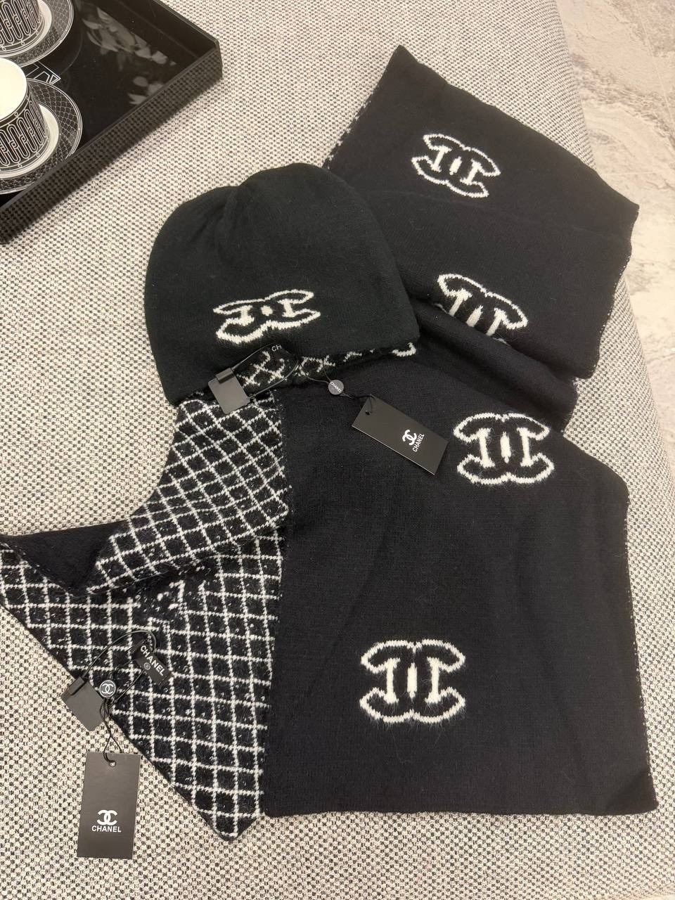 шарф chanel,шапка chanel,набор шапка и шарф,шарф шанель,комплект шарф